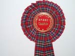 Highland Cattle Society Breed Champion rosette won by Seonaid 3rd of Crossnish